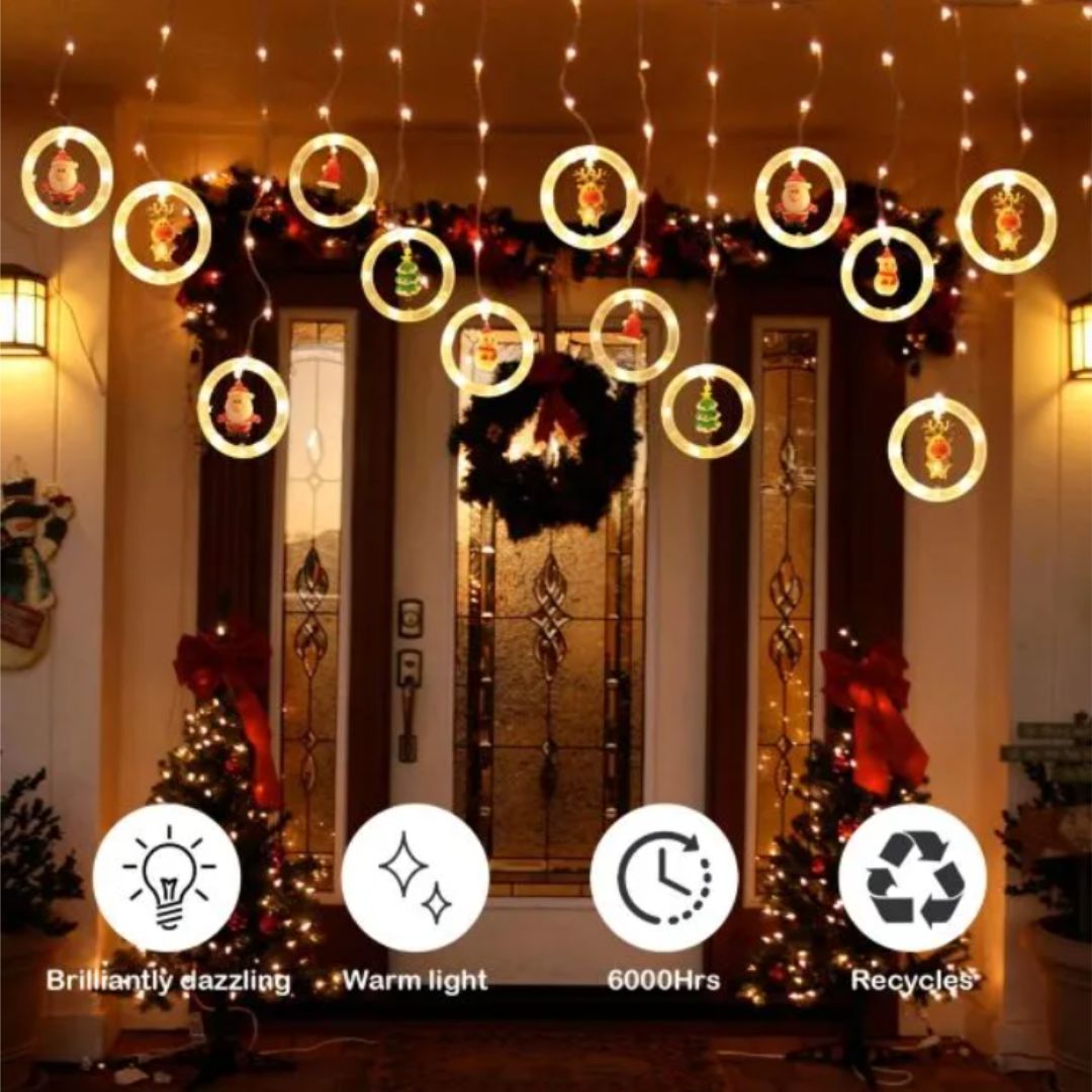Cortina de Luces LED Navideñas con Aros y Figuras JollyRings