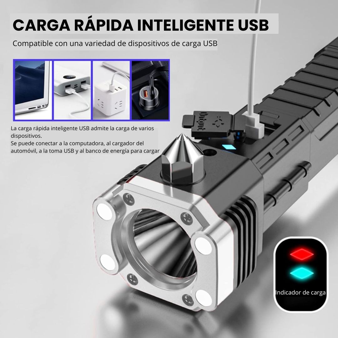 Linterna Martillo Powerbank Magnética — Tu herramienta 5 en 1 para emergencias