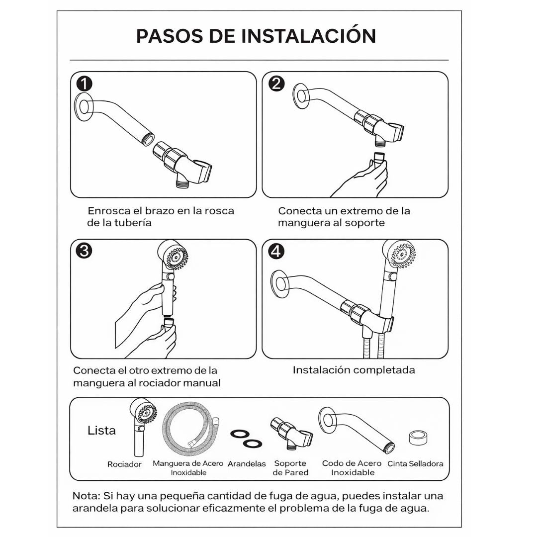 Regadera Masajeadora 4 Modos