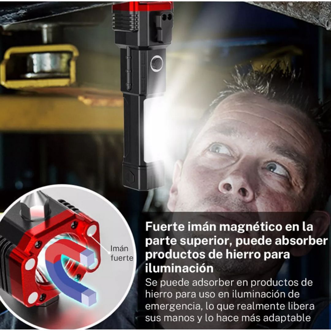 Linterna Martillo Powerbank Magnética — Tu herramienta 5 en 1 para emergencias