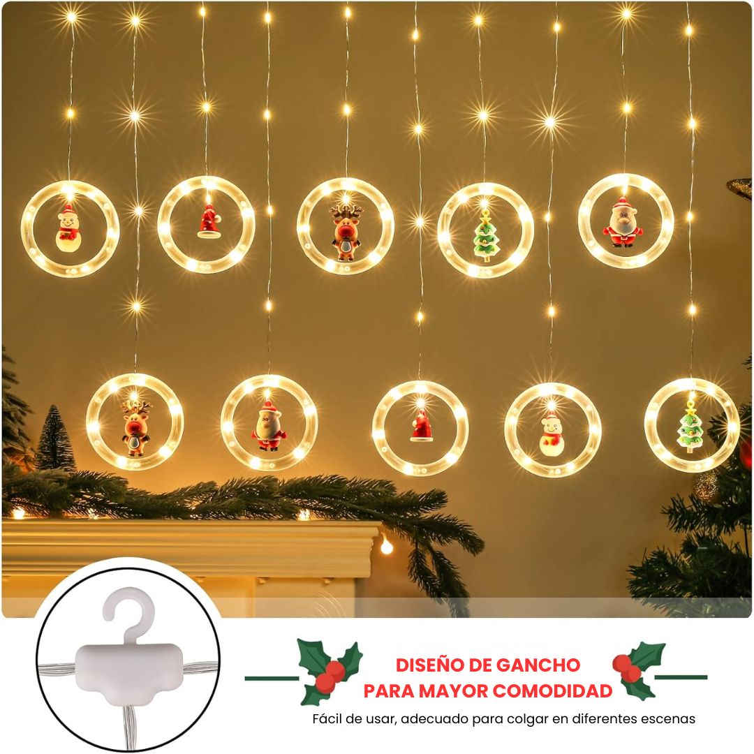 Cortina de Luces LED Navideñas con Aros y Figuras JollyRings