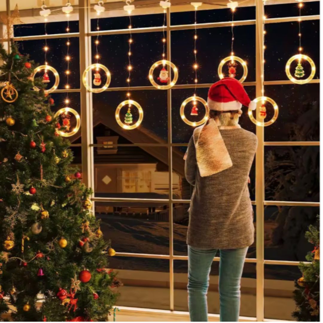 Cortina de Luces LED Navideñas con Aros y Figuras JollyRings