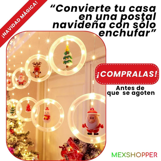 Cortina de Luces LED Navideñas con Aros y Figuras JollyRings